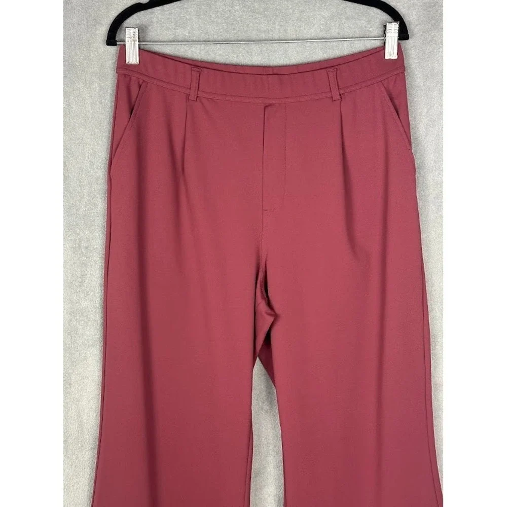 Halara Pants Women Large Burgundy Flex DayStretch High Waisted Pocket Work Flare - Picture 2 of 12